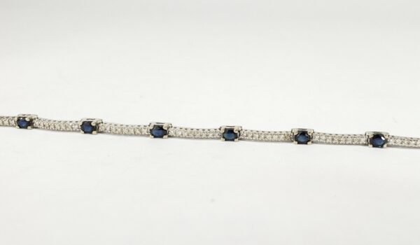 14k White Gold 2.00ct Natural Blue Sapphire .72ct Diamond Tennis Bracelet 7'' DD - Image 6