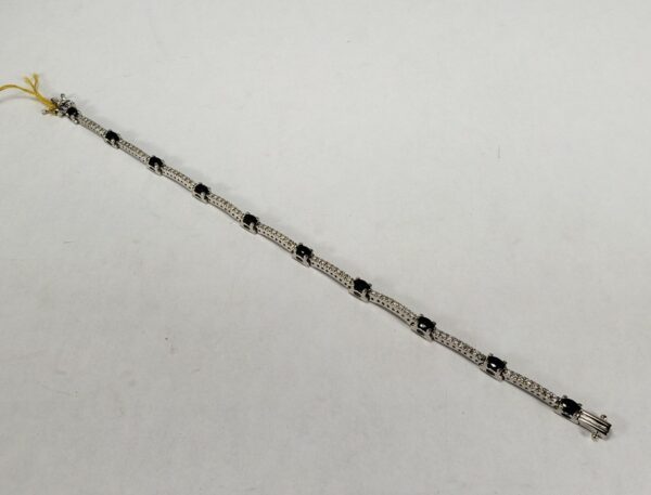 14k White Gold 2.00ct Natural Blue Sapphire .72ct Diamond Tennis Bracelet 7'' DD - Image 7