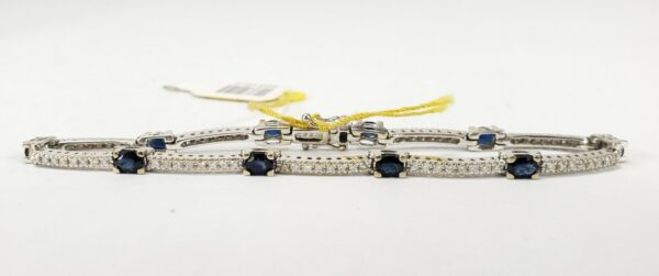 14k White Gold 2.00ct Natural Blue Sapphire .72ct Diamond Tennis Bracelet 7'' DD