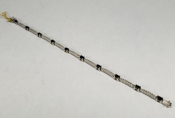 14k White Gold 2.00ct Natural Blue Sapphire .72ct Diamond Tennis Bracelet 7'' DD - Image 8