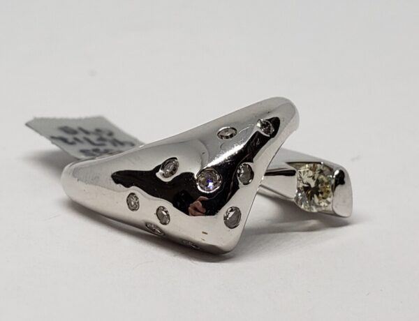 14k White Gold .55ctw Modern Modernist Unique Diamond Ring Unisex Mens Women - Image 5