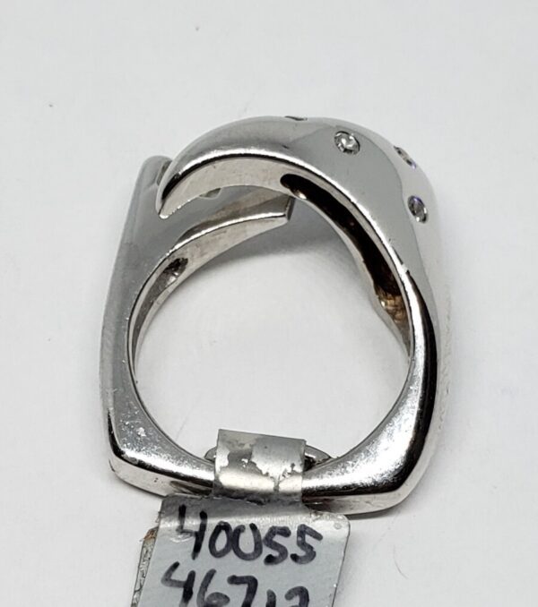 14k White Gold .55ctw Modern Modernist Unique Diamond Ring Unisex Mens Women - Image 7