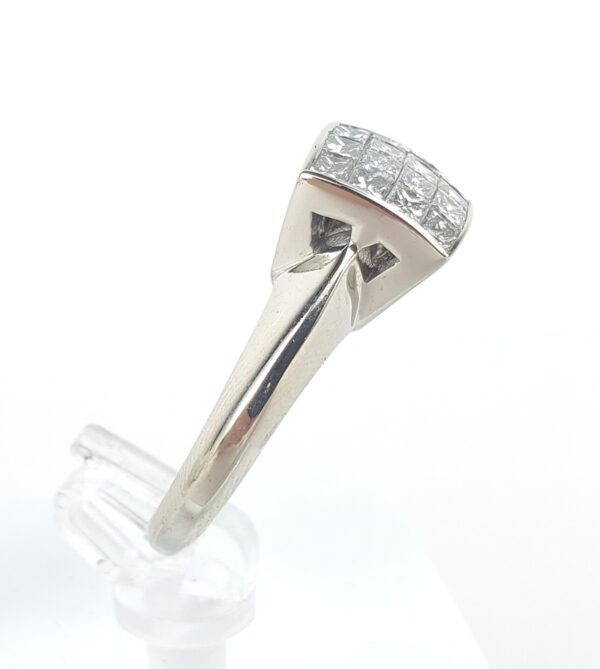 14k White Gold .96ctw Mystery Set Princess Cut Diamond Cocktail Ring 7.25'' - Image 5