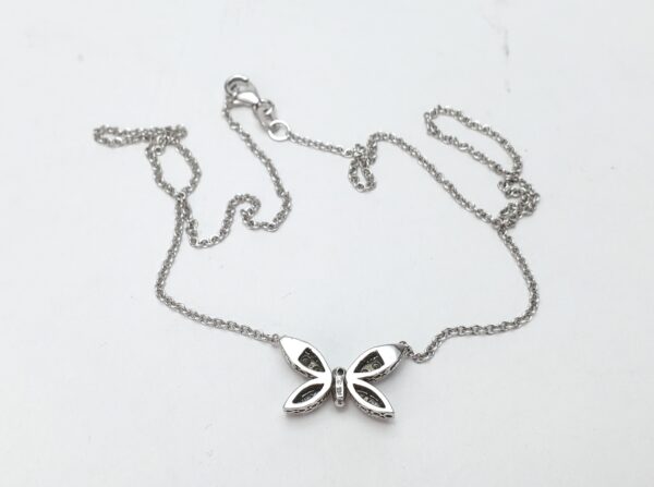 14k White Gold Diamond Butterfly Fairy Pendant Chain Link Necklace 16 5/8'' - Image 7