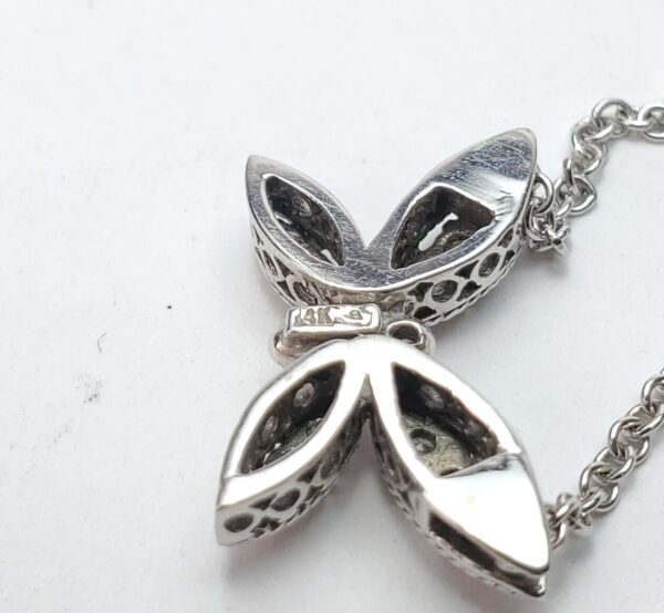14k White Gold Diamond Butterfly Fairy Pendant Chain Link Necklace 16 5/8'' - Image 8