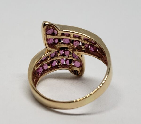 14k Yellow Gold 3.00ctw Natural Ruby Bypass Cluster Channel Set Ring - Image 5
