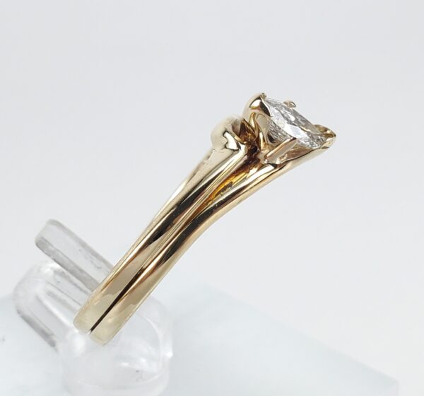 14k Yellow Gold .60ct Marquise Diamond Double Band Shank Solitaire Ring - Image 6