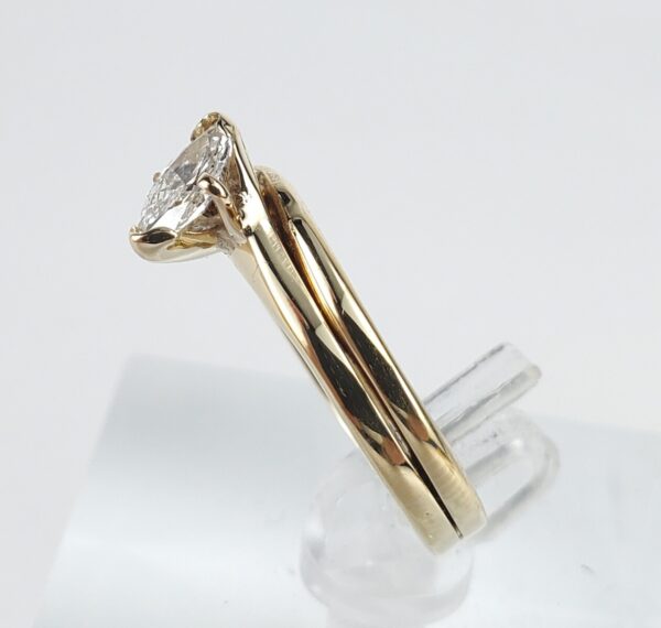 14k Yellow Gold .60ct Marquise Diamond Double Band Shank Solitaire Ring - Image 7