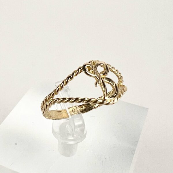 14k Yellow Gold "B" Initial Twisted Rope Ring Size 6 - Image 3