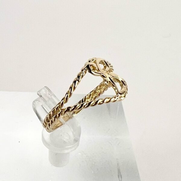 14k Yellow Gold "B" Initial Twisted Rope Ring Size 6 - Image 4