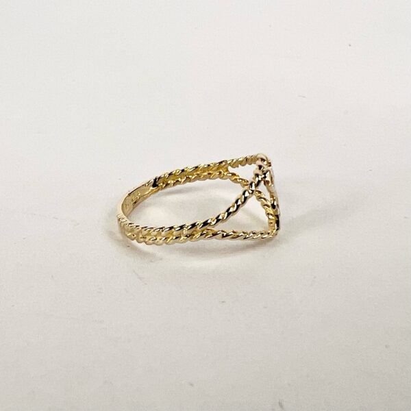 14k Yellow Gold "B" Initial Twisted Rope Ring Size 6 - Image 7