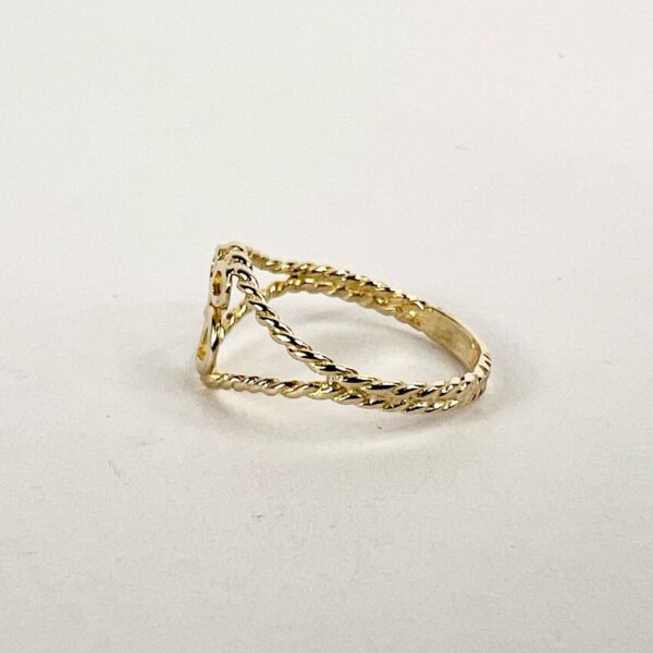 14k Yellow Gold "B" Initial Twisted Rope Ring Size 6 - Image 8