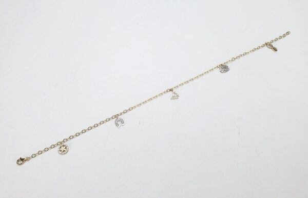 14k Yellow Gold Butterfly Cat Infinity Horseshoe Starfish Charm Anklet 10'' - Image 3