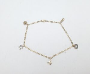 14k Yellow Gold Butterfly Cat Infinity Horseshoe Starfish Charm Anklet 10''