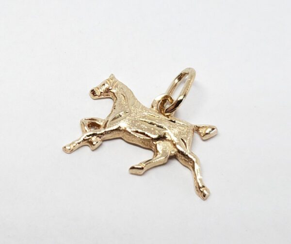 14k Yellow Gold Great Horse Steed Mare Strength Pendant Charm - Image 4
