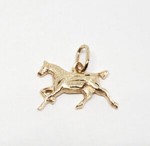 14k Yellow Gold Great Horse Steed Mare Strength Pendant Charm