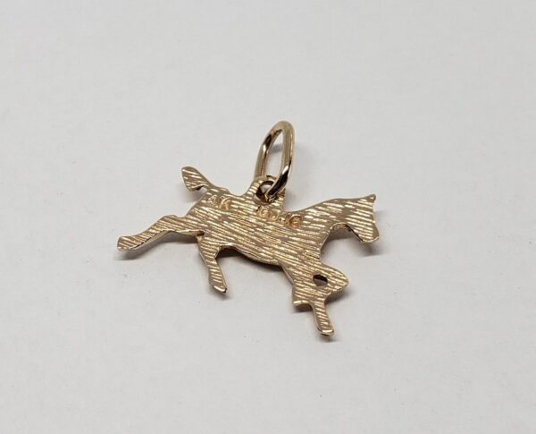 14k Yellow Gold Great Horse Steed Mare Strength Pendant Charm - Image 5