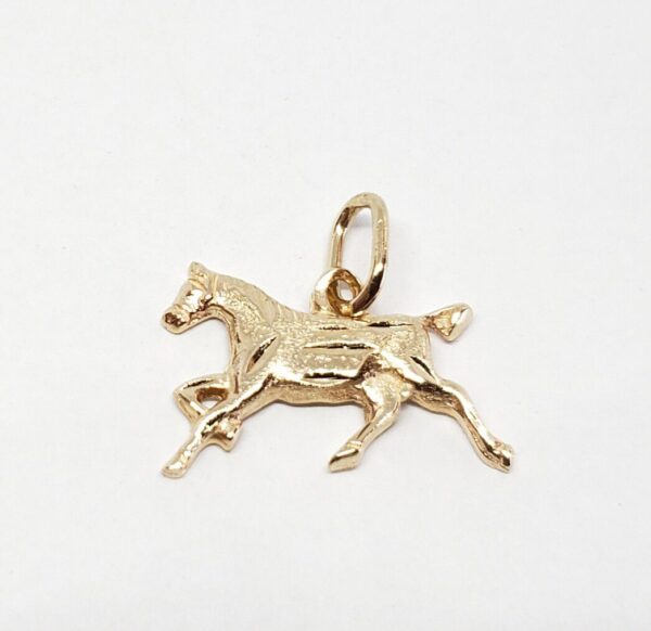14k Yellow Gold Great Horse Steed Mare Strength Pendant Charm