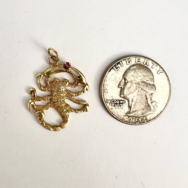 14k Yellow Gold Vintage Scorpion Charm Pendant 1 1/4'' - Image 6