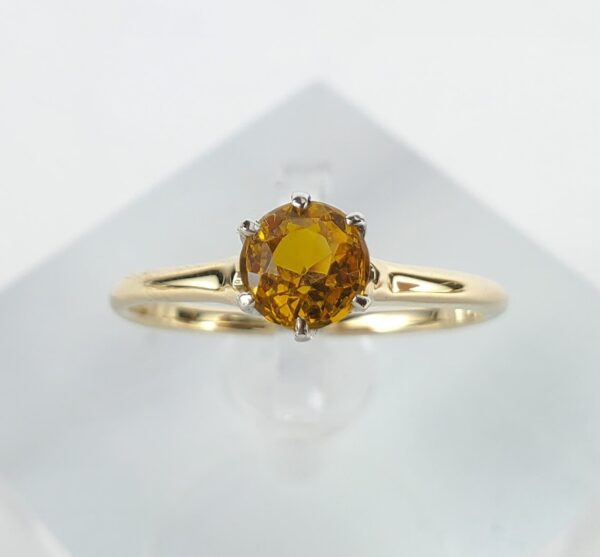 14k Yellow Gold Vintage Yellow Garnet Doublet Solitaire Engagement Style Ring - Image 3