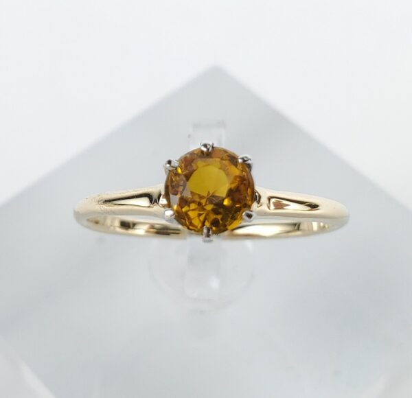 14k Yellow Gold Vintage Yellow Garnet Doublet Solitaire Engagement Style Ring - Image 4