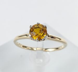 14k Yellow Gold Vintage Yellow Garnet Doublet Solitaire Engagement Style Ring