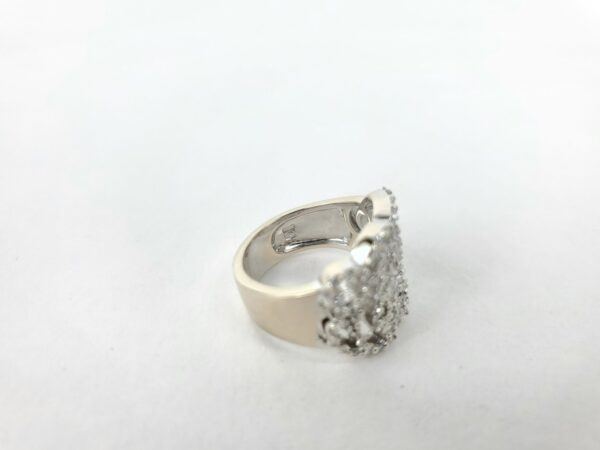 18k White Gold Pave Diamond Open Scroll Work Cluster Band Ring 7.5'' - Image 11