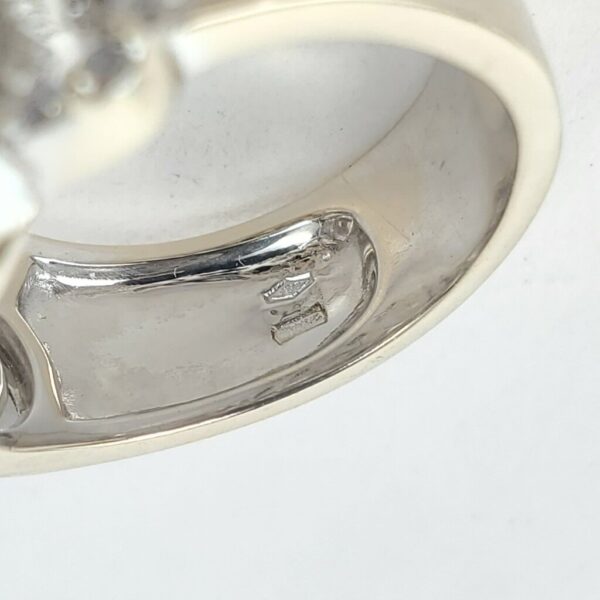 18k White Gold Pave Diamond Open Scroll Work Cluster Band Ring 7.5'' - Image 12