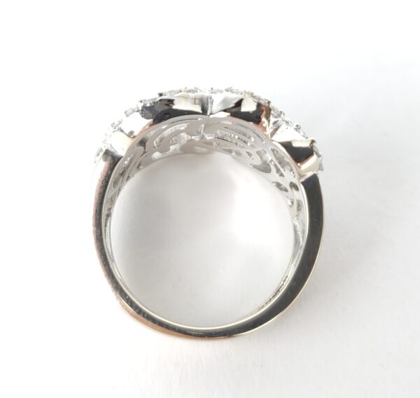 18k White Gold Pave Diamond Open Scroll Work Cluster Band Ring 7.5'' - Image 8