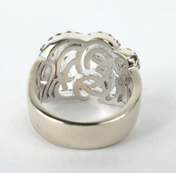 18k White Gold Pave Diamond Open Scroll Work Cluster Band Ring 7.5'' - Image 9