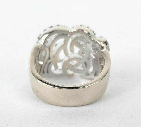 18k White Gold Pave Diamond Open Scroll Work Cluster Band Ring 7.5'' - Image 10