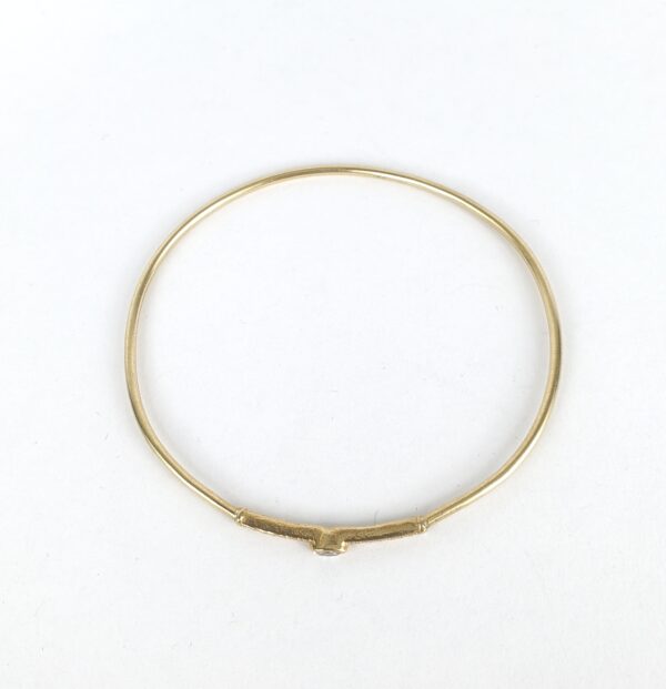 18k Yellow Gold Marquise Diamond Unique Custom Cuff Bangle Bracelet 7 1/2'' - Image 3