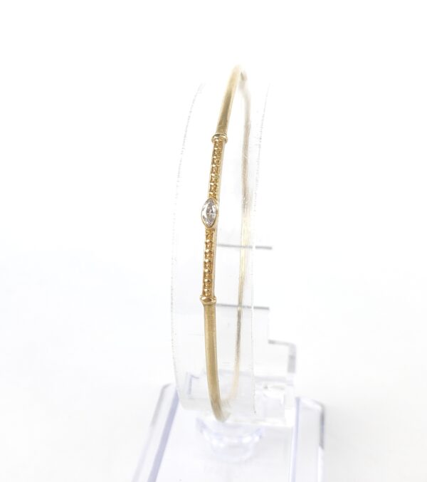 18k Yellow Gold Marquise Diamond Unique Custom Cuff Bangle Bracelet 7 1/2'' - Image 6