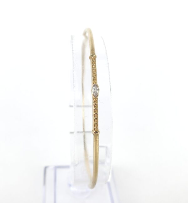 18k Yellow Gold Marquise Diamond Unique Custom Cuff Bangle Bracelet 7 1/2'' - Image 7