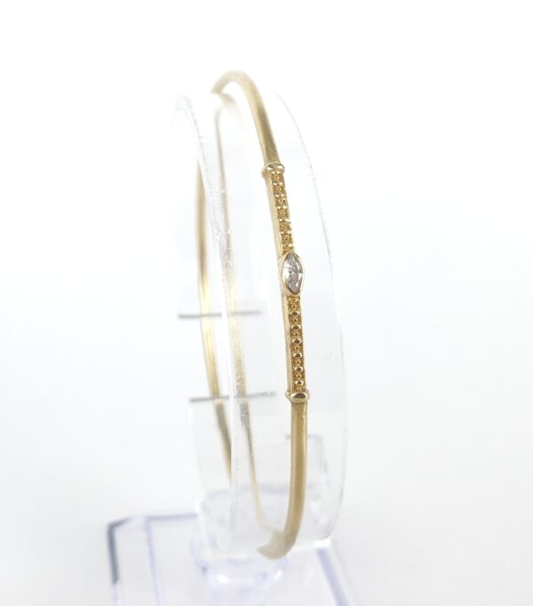 18k Yellow Gold Marquise Diamond Unique Custom Cuff Bangle Bracelet 7 1/2'' - Image 8