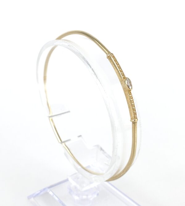 18k Yellow Gold Marquise Diamond Unique Custom Cuff Bangle Bracelet 7 1/2'' - Image 9