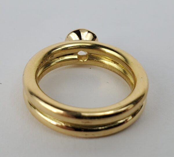 20k Yellow Gold .65ctw Bezel Set Diamond Double Band Solitaire Engagement Ring - Image 5
