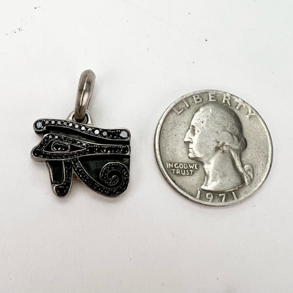 David Yurman 925 Silver Black Diamond Cairo Eye of Horus Amulet Pendant - Image 6