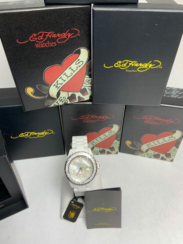 Ed Hardy Adrenalina MOP Dial Swarovski Crystal Limited Edition Watch VIP-LTD0692 - Image 5
