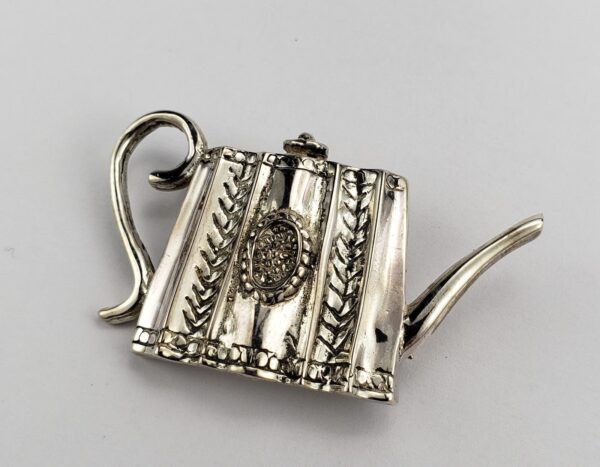 Vintage Large Sterling Silver Teapot Tea Time / Lovers Brooch Pin 1 7/8'' Hal... - Image 4
