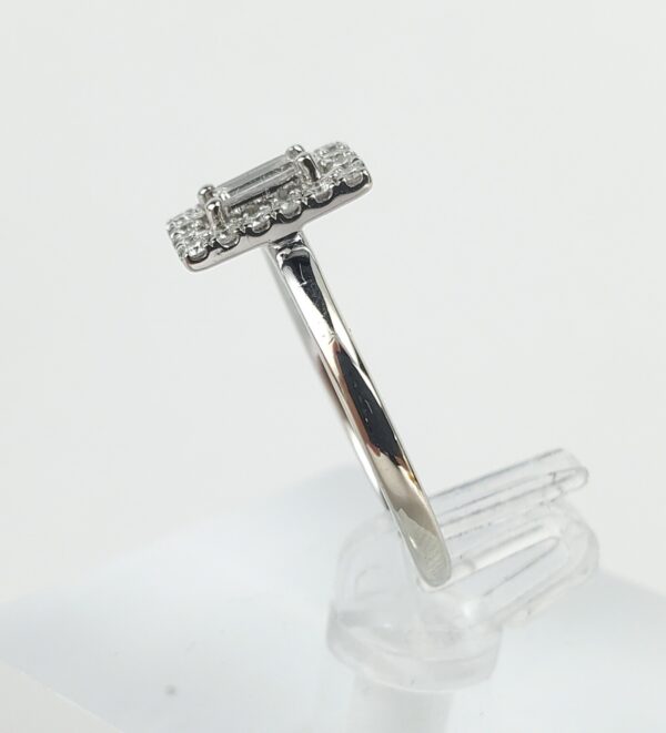 10k White Gold .27ctw Baguette Round Diamond Halo Engagement Style Ring 6'' - Image 5