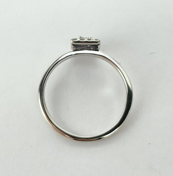 10k White Gold .27ctw Baguette Round Diamond Halo Engagement Style Ring 6'' - Image 7
