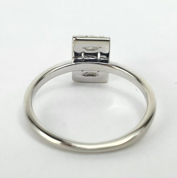 10k White Gold .27ctw Baguette Round Diamond Halo Engagement Style Ring 6'' - Image 8