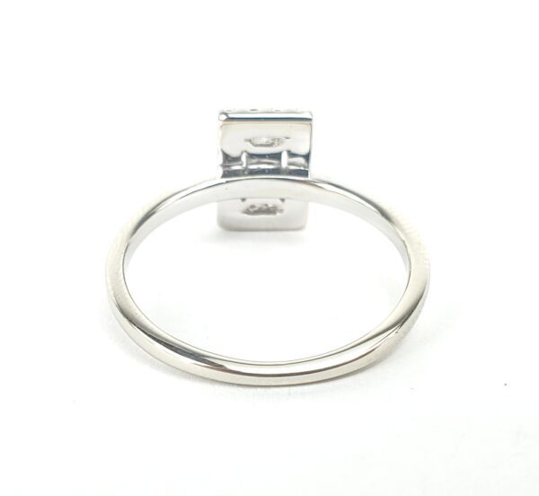 10k White Gold .27ctw Baguette Round Diamond Halo Engagement Style Ring 6'' - Image 9