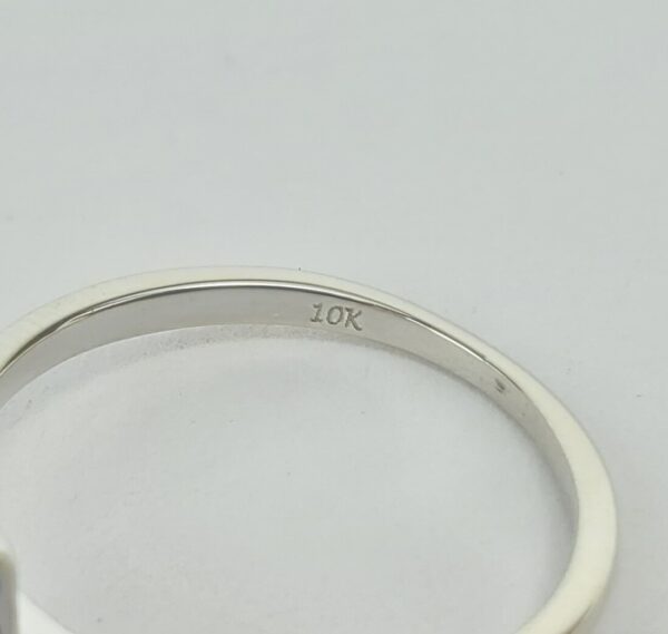 10k White Gold .27ctw Baguette Round Diamond Halo Engagement Style Ring 6'' - Image 10