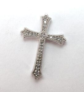 10k White Gold Diamond Cross Religious Christian Catholic Slider Pendant 7/8''