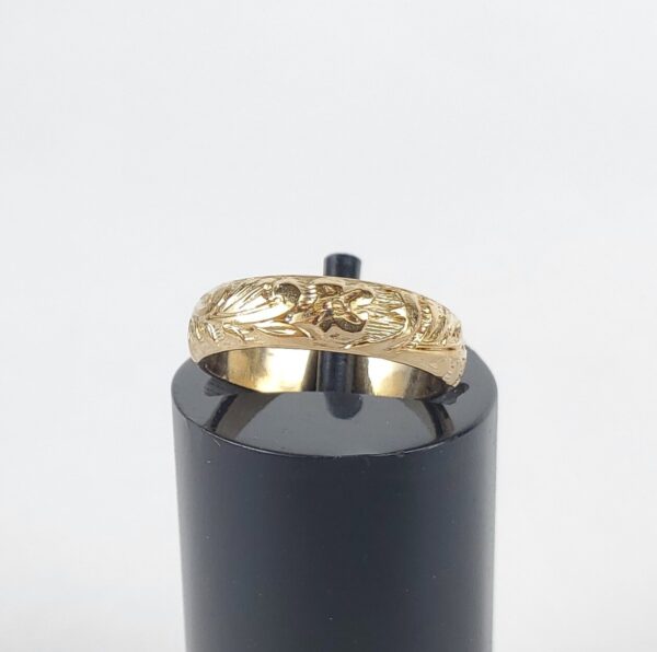 10k Yellow Gold 4.25mm Engraved Flower Floral Vine Plant Band Toe Ring 1.75'' - Image 3