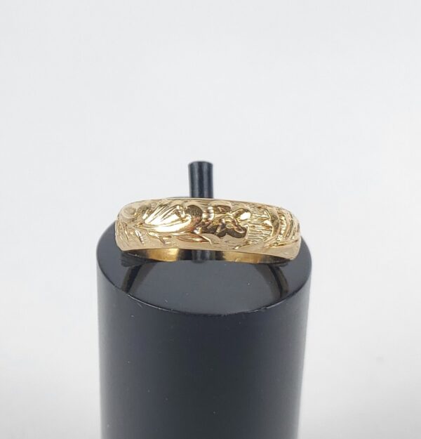 10k Yellow Gold 4.25mm Engraved Flower Floral Vine Plant Band Toe Ring 1.75'' - Image 4