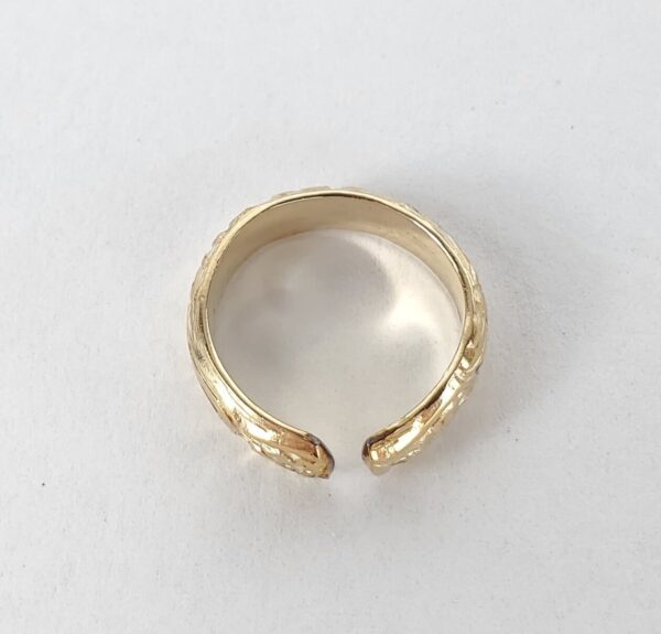 10k Yellow Gold 4.25mm Engraved Flower Floral Vine Plant Band Toe Ring 1.75'' - Image 7