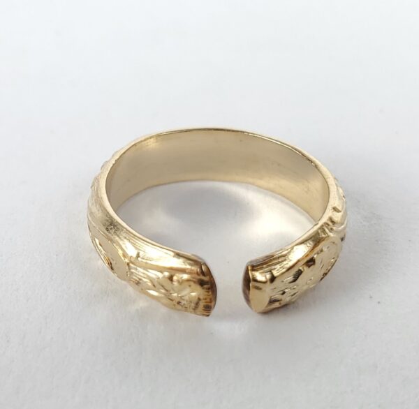 10k Yellow Gold 4.25mm Engraved Flower Floral Vine Plant Band Toe Ring 1.75'' - Image 10